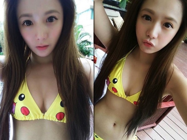 台湾电玩女神虎牙妹试穿皮卡丘比基尼：转身后惊呆网友